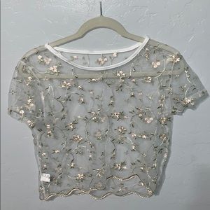 mesh floral see-through shirt!